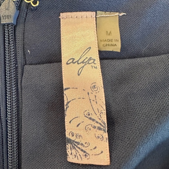 Francesca's Alya Medium Navy and Peach Floral Embroidered Shorts. Scalloped Edge - Picture 7 of 12